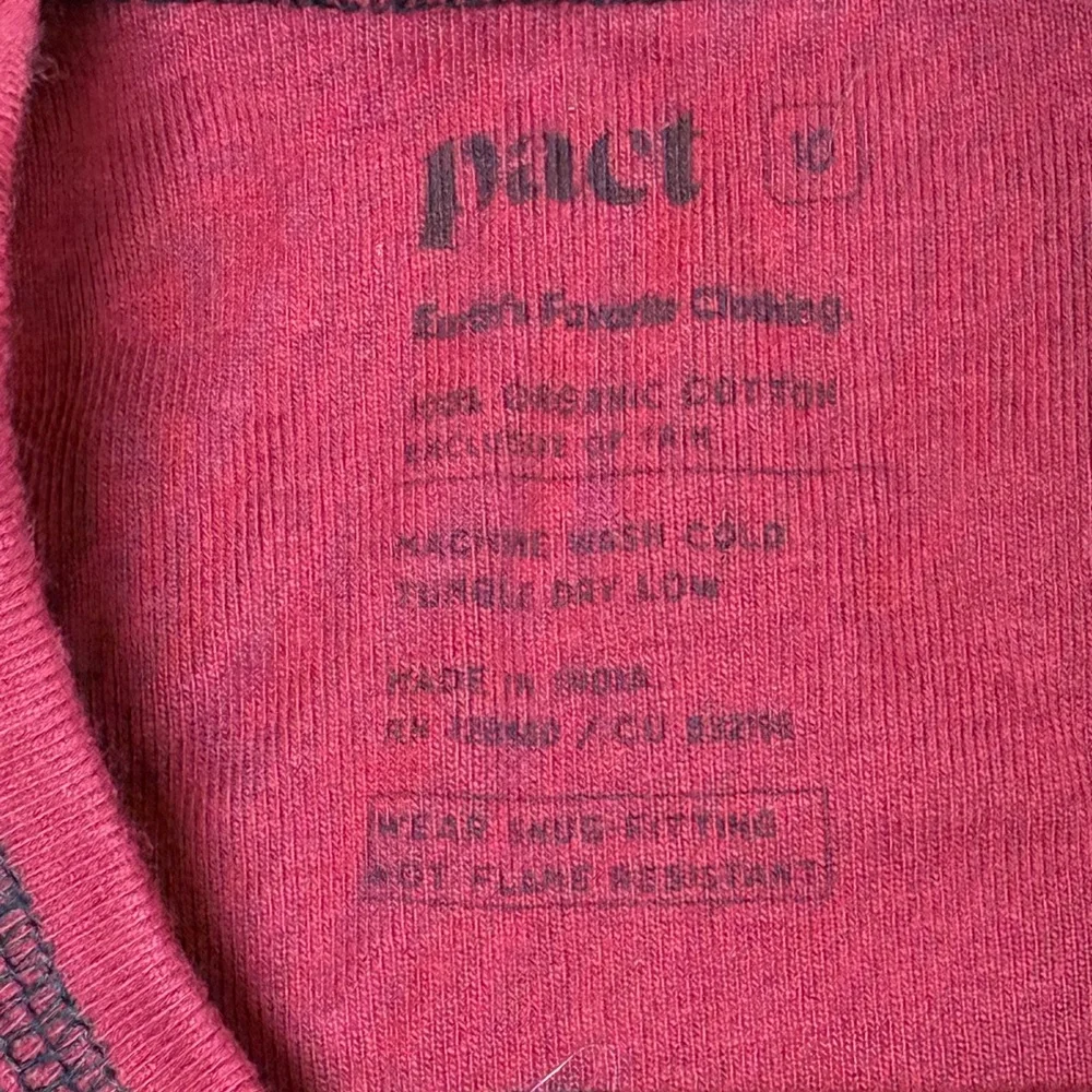 Pact Plaid Red and Black Kids Pajamas, sz 10